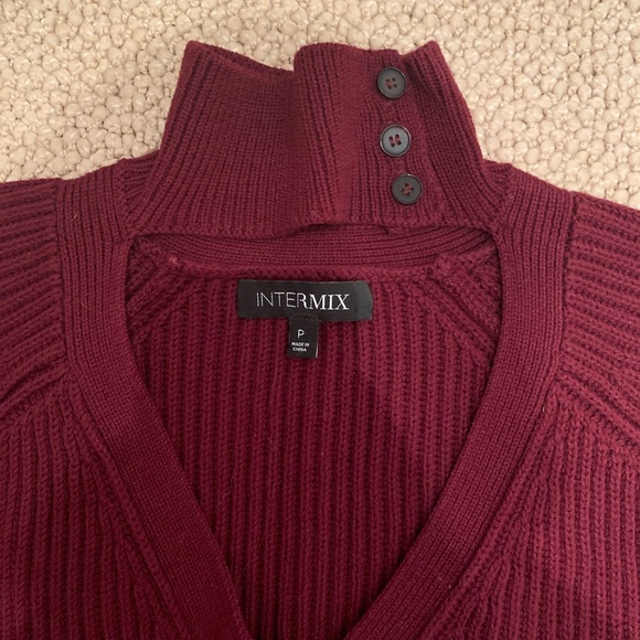 Intermix Burgundy Knit V-Neck - Picture 3 of 4